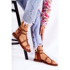 PG1 Sandalias Mujer Con Tachuelas Marrones Cavos marrón 1