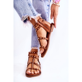 PG1 Sandalias Mujer Con Tachuelas Marrones Cavos marrón 2