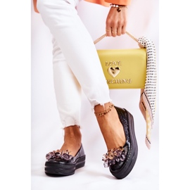 PA2 Bailarinas De Cuero En La Plataforma Con Adorno Beriette Negro 2