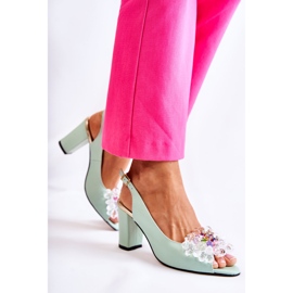 PA2 Sandalias De Bombas De Cuero De Moda Con Decoración De Meriss Verde 8