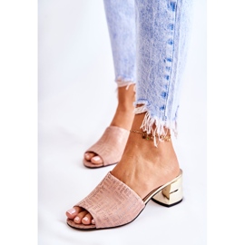 PA2 Pantuflas Mujer Ante Tacón Alto Rosa Claro Perry rosado 8