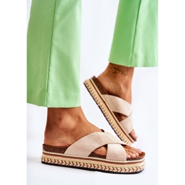 PG1 Pantuflas De Mujer De Ante Sobre Una Plataforma Beige Jossie 4