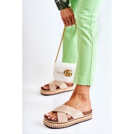 PG1 Pantuflas De Mujer De Ante Sobre Una Plataforma Beige Jossie 5