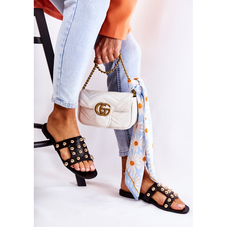 PG1 Pantuflas Clásicas Mujer Con Adornos Negro Scotlyn 2