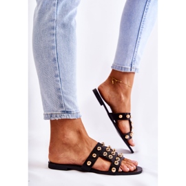 PG1 Pantuflas Clásicas Mujer Con Adornos Negro Scotlyn 4