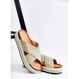 PG1 Pantuflas De Mujer De Ante En La Plataforma Neriko Verde 7