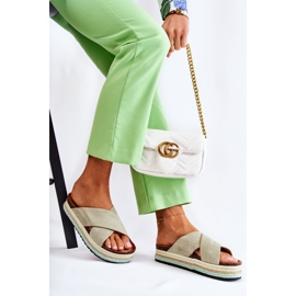 PG1 Pantuflas De Mujer De Ante En La Plataforma Neriko Verde 3