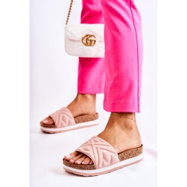 PG1 Pantuflas De Gamuza Para Mujer En Una Plataforma Masiva Rosa Heritta 1