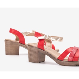 Sandalias rojas de tacón alto de Nantes rojo dorado 2