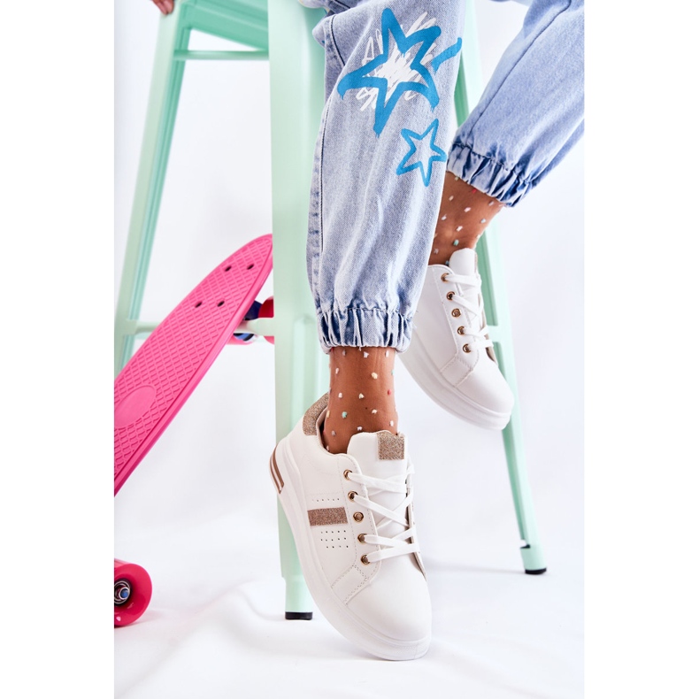 FK2 Deportivas Mujer Atadas Blanco Otylia dorado 2