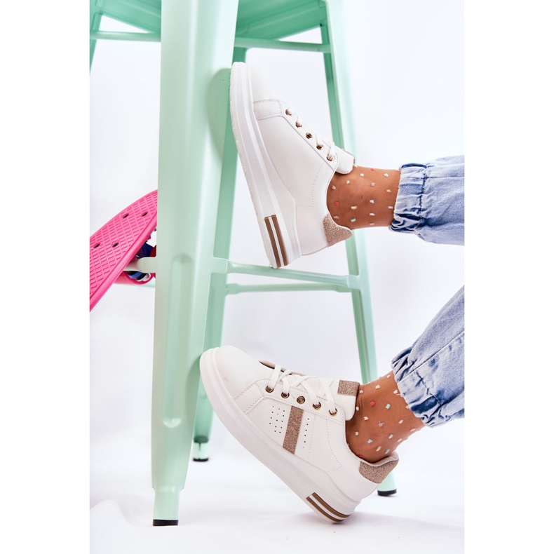 FK2 Deportivas Mujer Atadas Blanco Otylia dorado 1