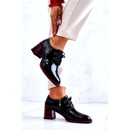 S.Barski Zapatos bajos lacados con cremallera negro rojo 2
