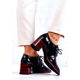 S.Barski Zapatos bajos lacados con cremallera negro rojo 4