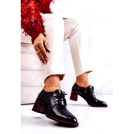 S.Barski Zapatos bajos lacados con cremallera negro rojo 6