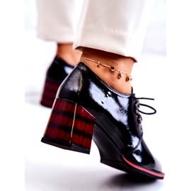S.Barski Zapatos bajos lacados con cremallera negro rojo 3