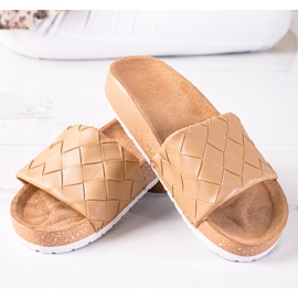 SHELOVET Chanclas de mujer marrón 1