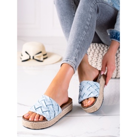 SHELOVET Chanclas plataforma azul 2