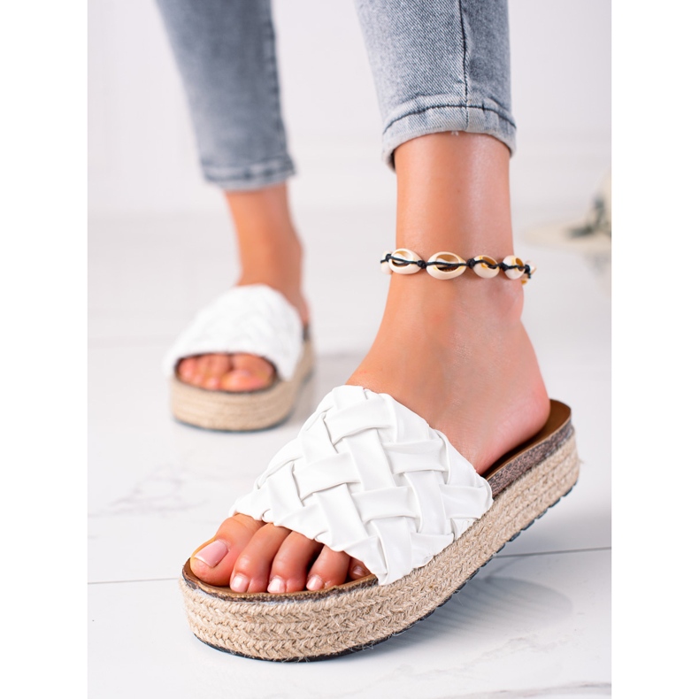 SHELOVET Chanclas plataforma blanco 2