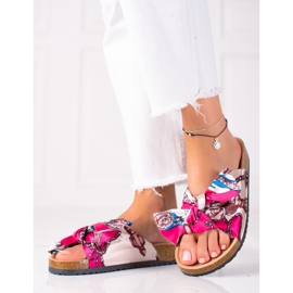 SHELOVET Pantuflas Rosas Con Lazo rosado 3