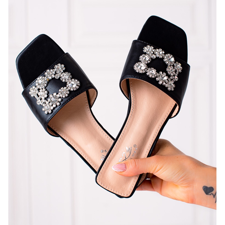 SHELOVET Pantuflas elegantes negro 1