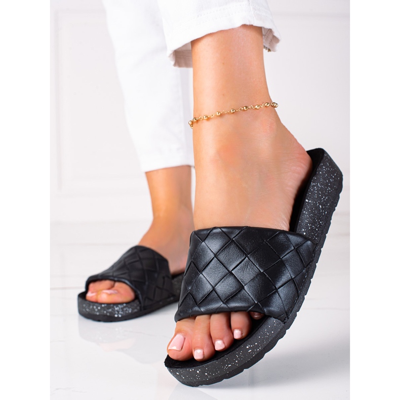 SHELOVET Chanclas de mujer negro 2