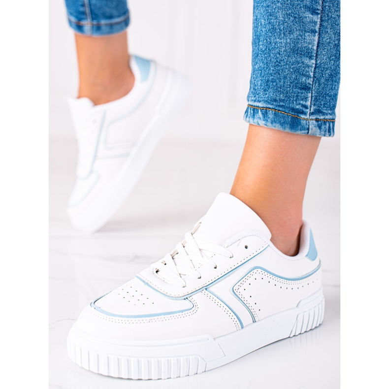 SHELOVET Zapatillas blancas blanco azul 1