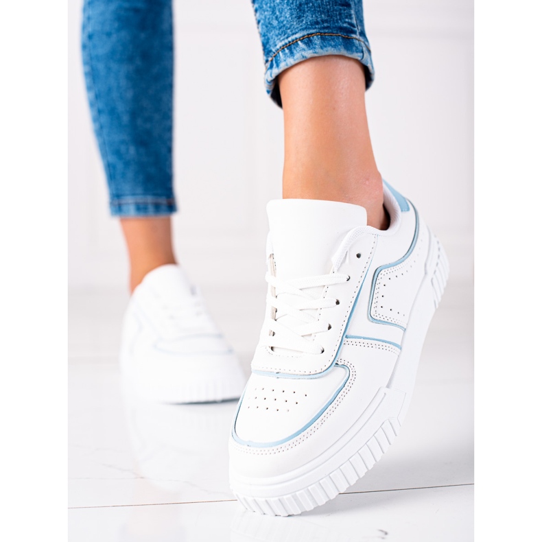 SHELOVET Zapatillas blancas blanco azul 2