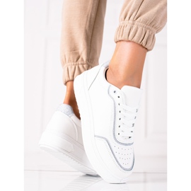 SHELOVET Zapatillas con inserto plateado blanco plata 3