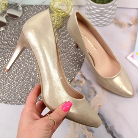 Salón stiletto charol oro Sergio Leone dorado 1
