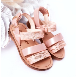 Sandalias Infantiles con Estampado Serpiente Brillante, Rosa 1