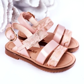Sandalias Infantiles con Estampado Serpiente Brillante, Rosa 4