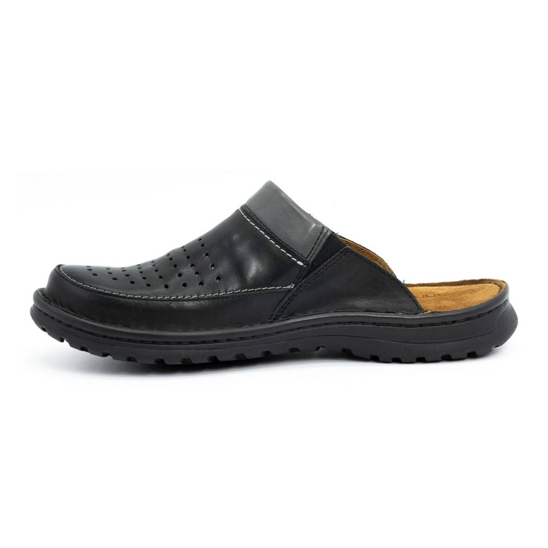 Zapatilla piel hombre 219 Kampol negro 1