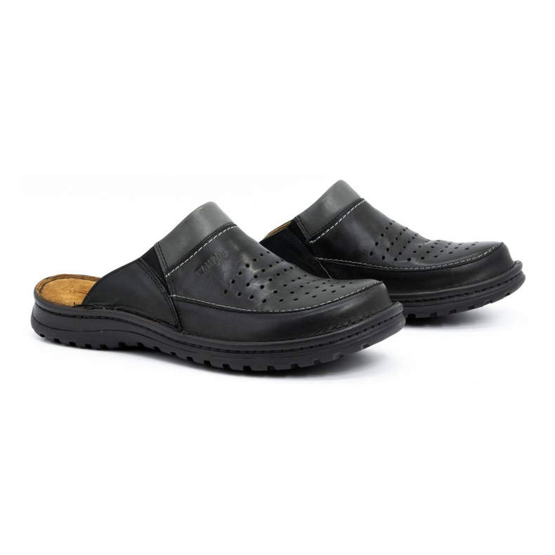Zapatilla piel hombre 219 Kampol negro 2