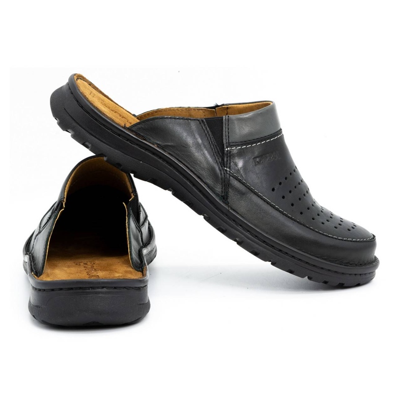 Zapatilla piel hombre 219 Kampol negro 3