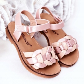 Sandalias de niñas con un patrón de serpiente rosa rosado 1