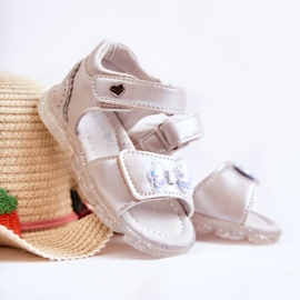 PE1 Cómodas Sandalias Infantiles Con Adorno Cayo Plateado rosa 1