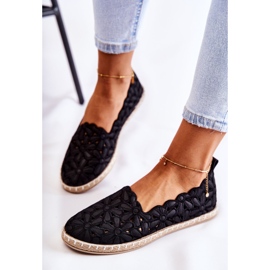 PE1 Bailarinas De Mujer Sin Cordones Con Flores Vennice Negras negro 3