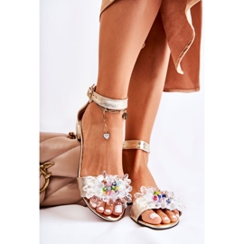 PA2 Sandalias De Mujer De Piel Con Tacón Plano Golden Morlee dorado 4