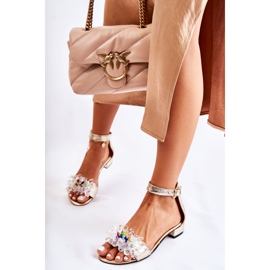 PA2 Sandalias De Mujer De Piel Con Tacón Plano Golden Morlee dorado 8