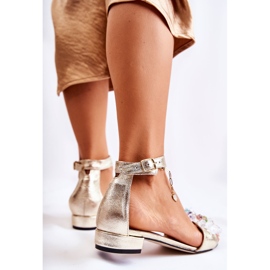 PA2 Sandalias De Mujer De Piel Con Tacón Plano Golden Morlee dorado 5