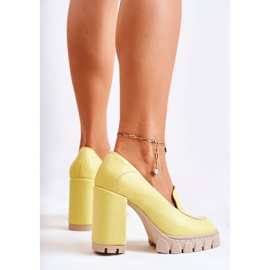 PA2 Bombas de moda en una plataforma amarilla masiva de Margott amarillo 2