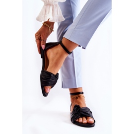 Sandalias Astana de cuero negro de mujer de moda 2