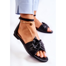 Sandalias Astana de cuero negro de mujer de moda 4