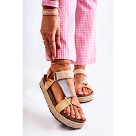 FB1 Sandalias Mujer Para Verano Beige-Amarillo Galia marrón naranja 1