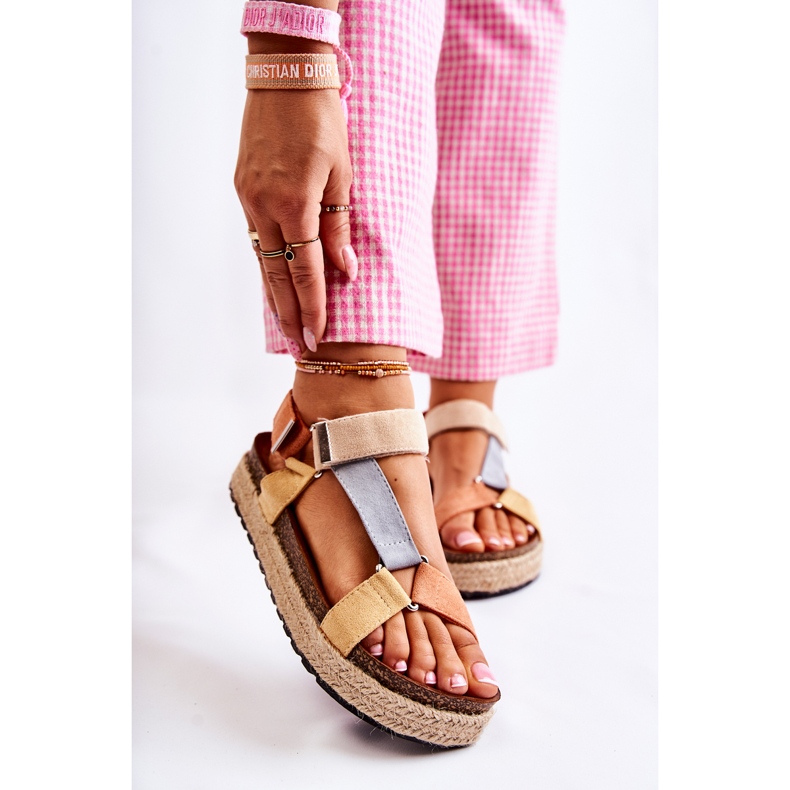 FB1 Sandalias Mujer Para Verano Beige-Amarillo Galia marrón naranja 1