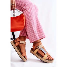 FB1 Sandalias Mujer Para Verano Beige-Amarillo Galia marrón naranja 4