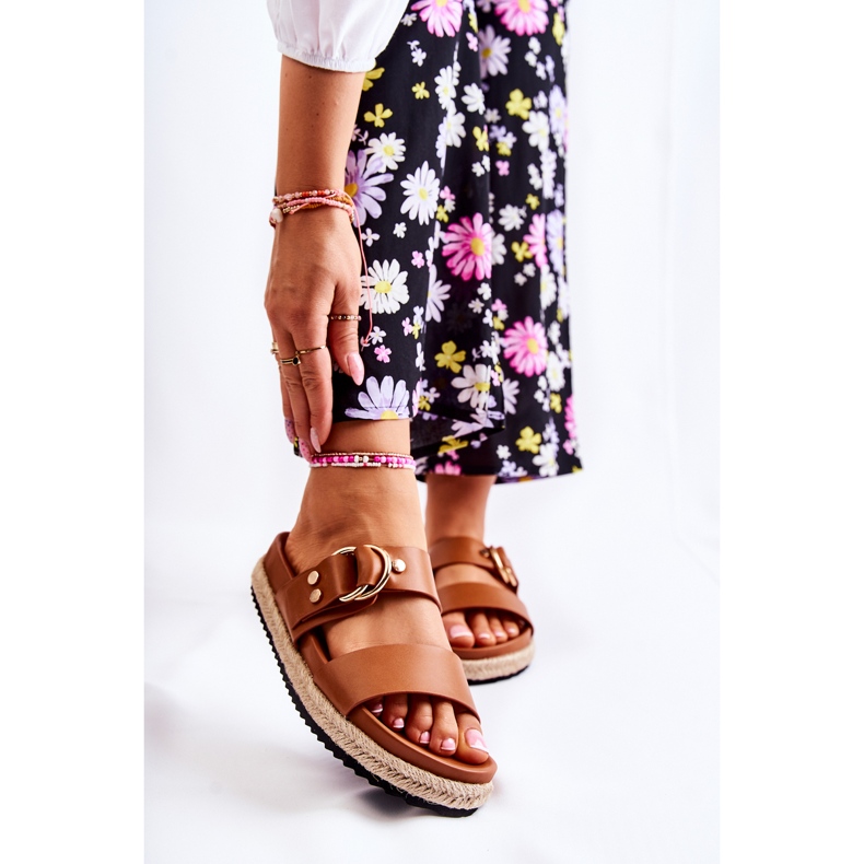 FB1 Pantuflas Penélope beige de mujer a la moda marrón 1