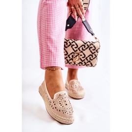 S.Barski Alpargatas De Mujer Meredith Beige Calado Sin Cordones 2
