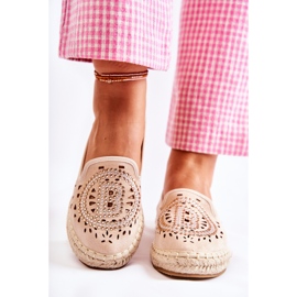 S.Barski Alpargatas De Mujer Meredith Beige Calado Sin Cordones 5