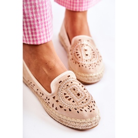 S.Barski Alpargatas De Mujer Meredith Beige Calado Sin Cordones 6